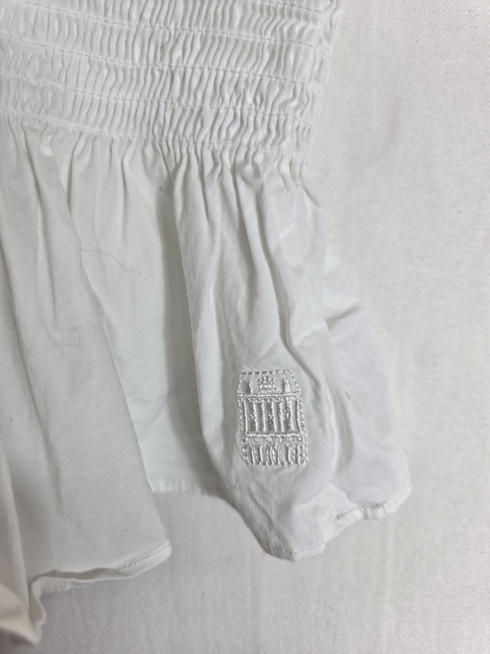Hill House The Paz nap White Smocked Ruffle Peplum Top - Picture 9 of 11